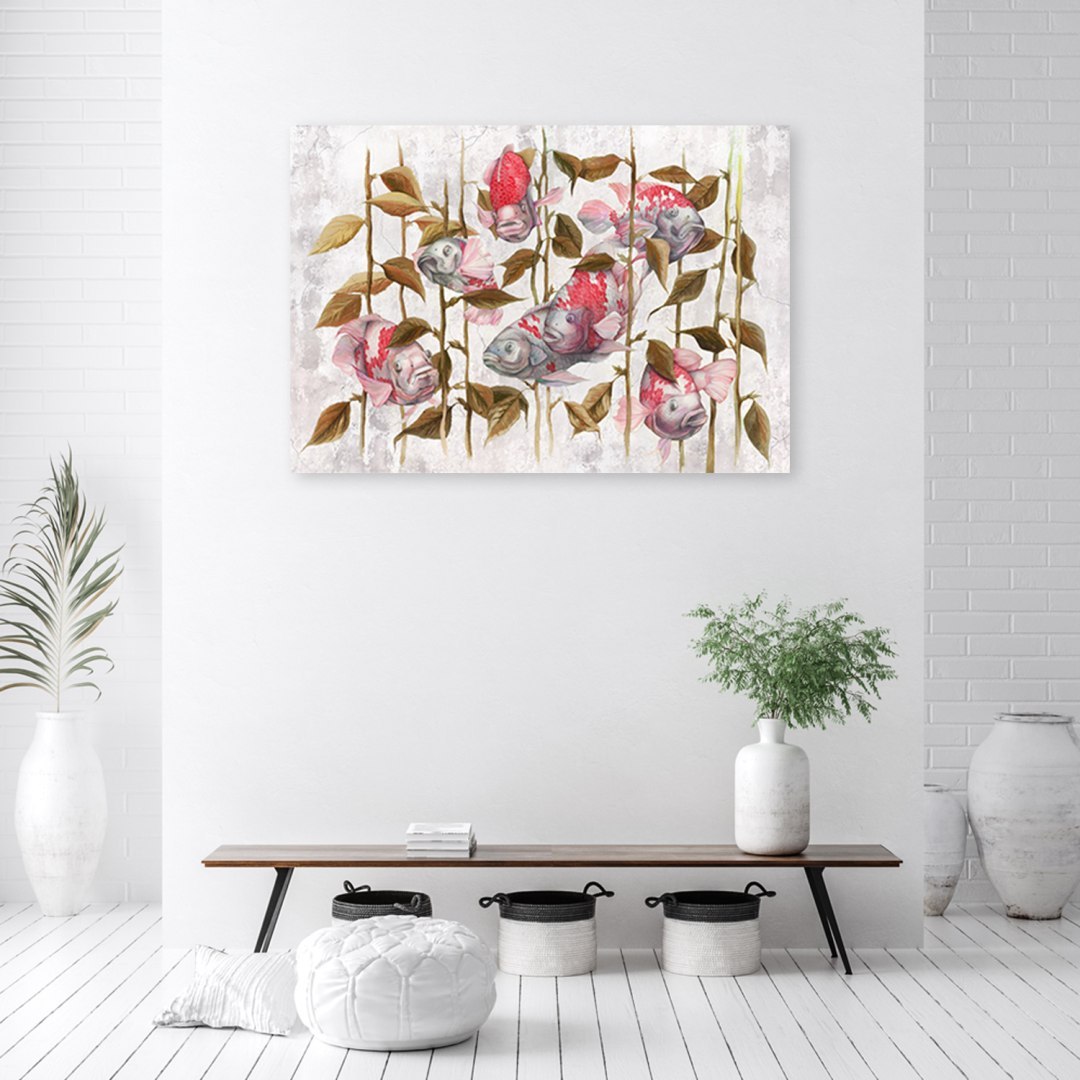 Emaga Obraz na płótnie, Czerwone ryby Koi - 100x70